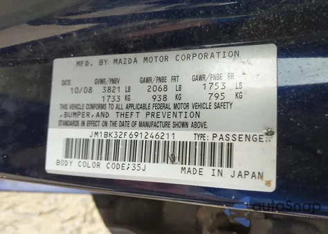 2009 Mazda Mazda3 I Sport from USA, damaged, VIN JM1BK32F691246211